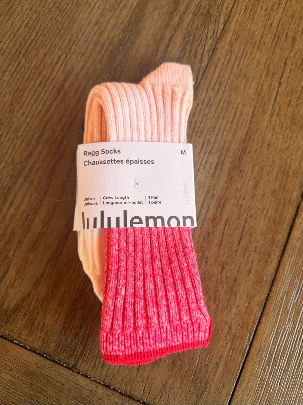 lululemon athletica Men's Ragg Crew Socks - Hot Pink & Peach